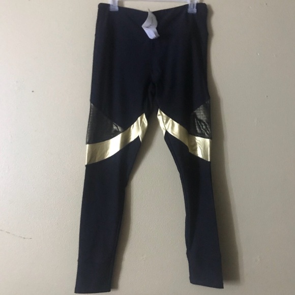 X by Gottex Mesh Black and Gold Leggings (NWT) - Picture 7 of 7